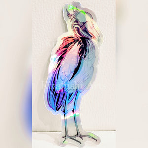 Shoebill Holographic Sticker 4"